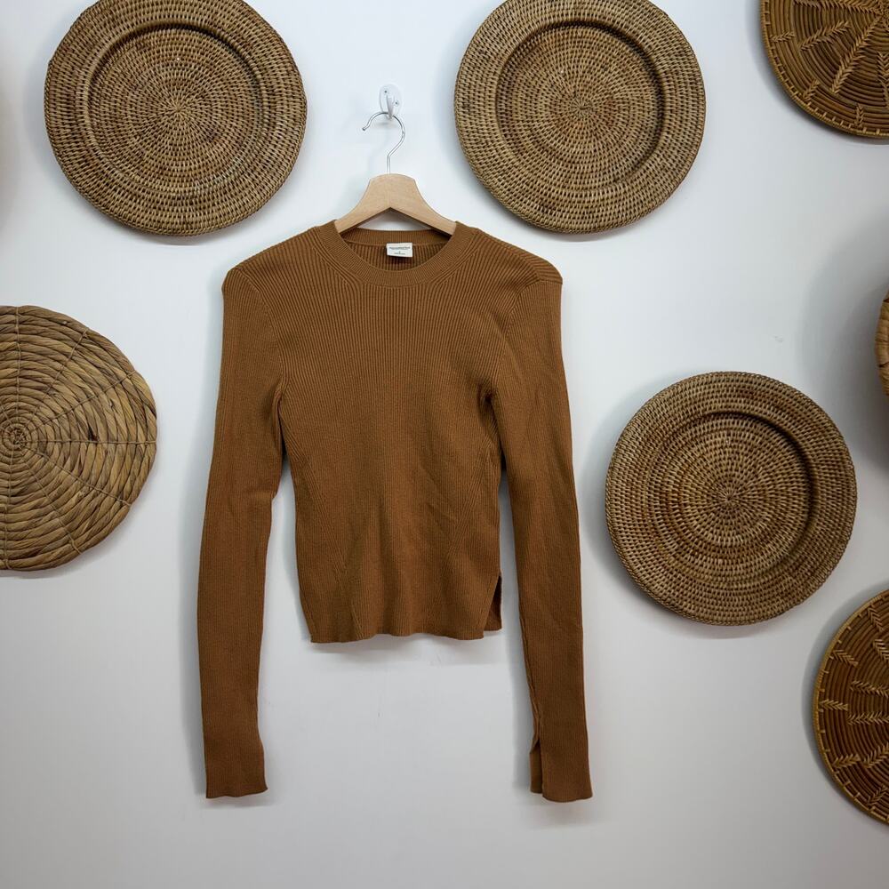 Abercrombie Brown Ribbed Lightweight Sweater Small